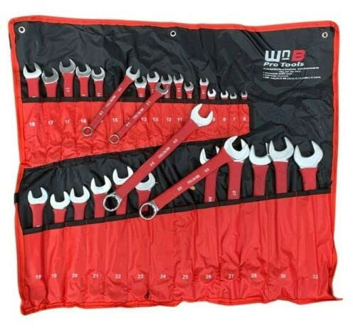 Wheels N Bits 30pc Combination Spanner Wrench Set 6-32mm Rubber Grip Handle Anti Slip 25pc +5