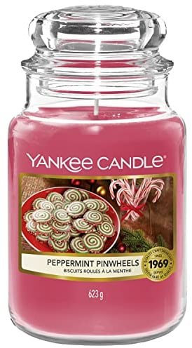 Yankee Candle Duftkerze | Große Peppermint Pinwheels Duftkerze im Glas | Snow Globe Wonderland Kollektion | Brenndauer: bis zu 150 Stunden