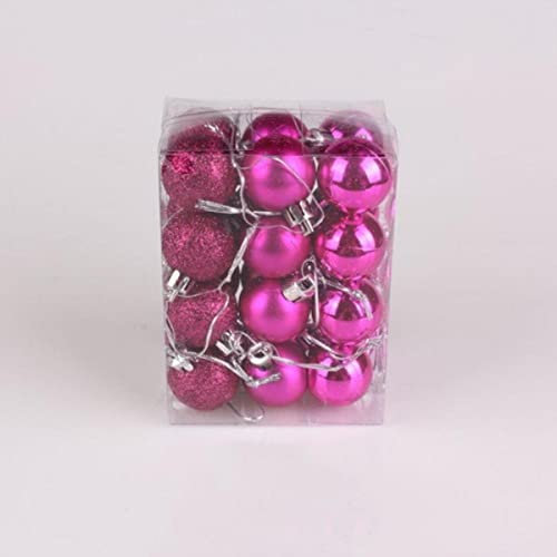 24 unids/Set 12 Colores Adornos navideños con Purpurina Bola de Adorno Fiesta hogar jardín decoración para árbol de Navidad decoración-Fucsia