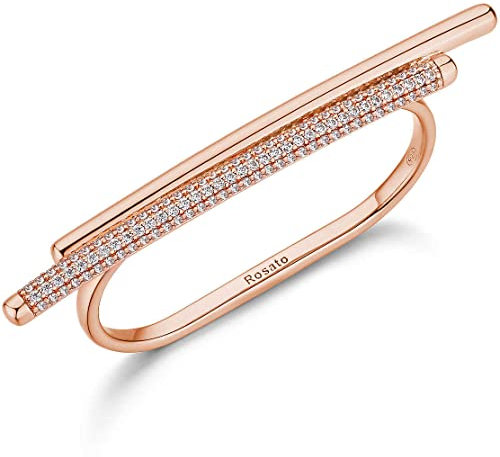 Anello die dita da Donna di Rosato della collezione Bianca. Gioiello in argento 925 con placcatura in oro rosa e zirconi bianchi. Misura: universale. La referenza è RZBI36