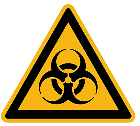 Aufkleber Gefahr Warnung NF ISO 7010 - Selbstklebende Plastifizierte Dreiecksplatte Wasser- und UV-beständig - Biologisches Risiko - 35x35 cm
