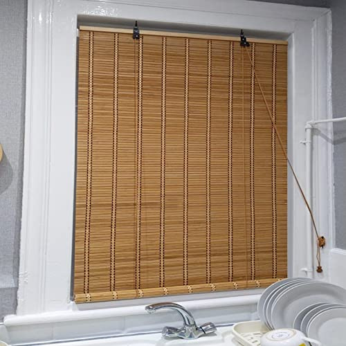 DUYULIANG Enrouleur Bambou Naturel Rétro Store Enrouleur Rideau en Bambou 60 100 120 150 Cm, Store Pare Soleil pour Jardin Terrasse, Store Exterieur Enrouleur pour Patio Jardin Fenêtre Porte Cuisine