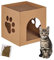 Relaxdays Casa Gato con Rascador, Cueva Gatito Superficie Rascado para Montar, Hierba Gatera, 30x30x30,5 cm, Marrón, Cartón, 30 x 30 x 30,5 cm