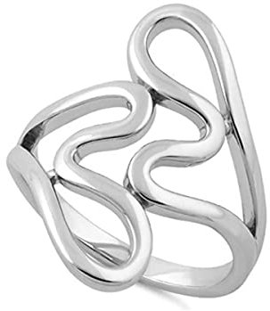 925 Sterling Silber platinierte unregelmäßige abstrakte geometrische Art Deco Ringe (11)