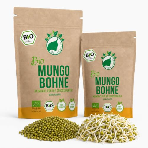 NanaNatura's Semi da Germogliare Bio | per la Coltivazione di Germogli | con un tasso di germinazione superiore | Microgreens (Fagioli Mungo Bio, 180g)
