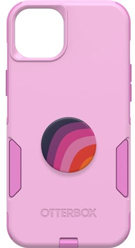 Bundle: OtterBox iPhone 15 Plus and iPhone 14 Plus Commuter Series Case - (RUN WILDFLOWER) + PopSockets PopGrip - (PLUM STRIPE), slim & tough, pocket-friendly, with port protection, PopGrip included