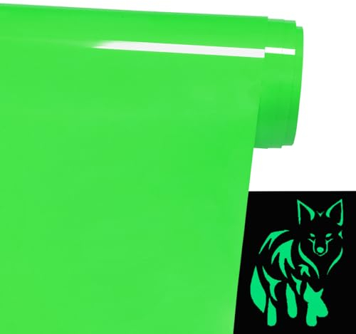 FOSER Plotterfolie Textil, Leuchtet im Dunkeln Plotterfolie 30,5cm×1,5m Heat Transfer Vinyl (Leuchtet im Dunkeln - Grün)