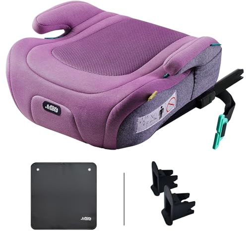 Pf.Ebro I-Size Booster Seat Toddler Car Seat, Lightweight Backless Booster Car Seats with ISOFIX, Seatbelt Positioning Clip, Machine Washable Covers (Purple)