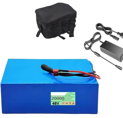 JHKJ Batterie 24V 36V 48V Batterie au Lithium étanche 10Ah 12Ah 15Ah 18Ah 20Ah 25Ah Batterie Li-ION pour Moteur 0-1000W,48v18ah