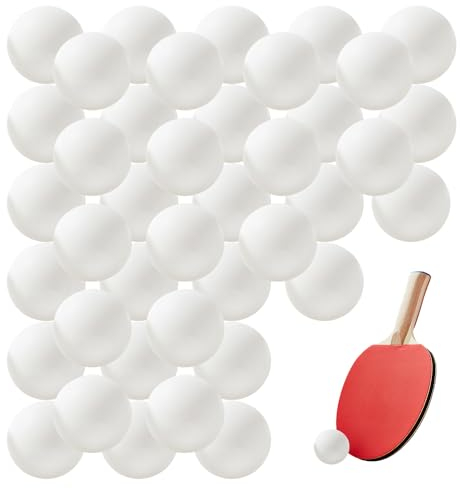 NyxSeat Lot de 40 balles de tennis de table blanches en plastique, sans coutures, texture mate, pour le sport, les jeux, les fêtes, les piscines, convient aux adultes et aux débutants