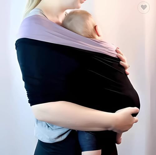 Baby Tragetuch Neugeborene Babytrage Tragetuch,Elastisches Babytrage Baby Wraps Carrier aus Baumwolle ab Geburt bis 16 kg (Schwarz)