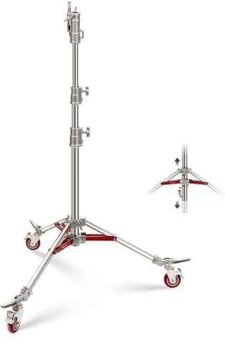NEEWER Hochleistungs Lichtstativ mit Rollen, Edelstahl Lampenstativ 1-1/8 Junior Empfänger, Federbelasteter 5/8 Babybolzen Max.Belastung 77lb, 240cm Junior Rollständer für Softbox Reflektor ST240SS