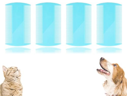 4 Stück Doppelseitige Läusekämme, Langlebige Nissenkämme für Kopfläuse,Läuse Feinzahniger Kopflauskamm für Kinder Erwachsene Haustiere(Blau)