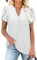 Siddhe Oberteile Damen Sommer Elegant Bluse Damen V Ausschnitt Festliche Damenmode T-Shirt Damen Kurzarm Weiß Shirts Damen Baumwolle Modern Blusen & Tuniken für Damen Longbluse Tunikabluse XXL