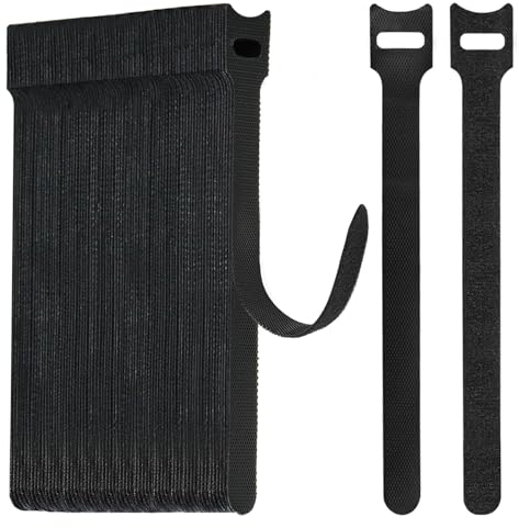 WSZJINB 70 unidades de Bridas Reutilizables de 15cm de Longitud, Cable Management, Sujeta Cables Negro, Correas para Organizador de Cables