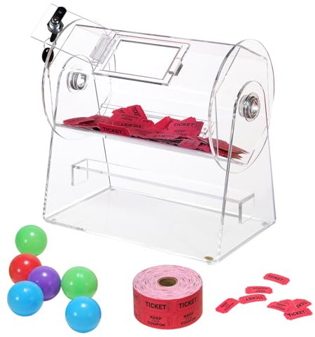 VEVOR Tambor de Lotería de Acrílico para Rifa Capacidad de 2500 Boletos o 100 Bolas Jaula de Juego de Bingo Transparente con 2 Llaves 308 x 310 mm para Votación, Evento, Fiesta, Sala de Estar