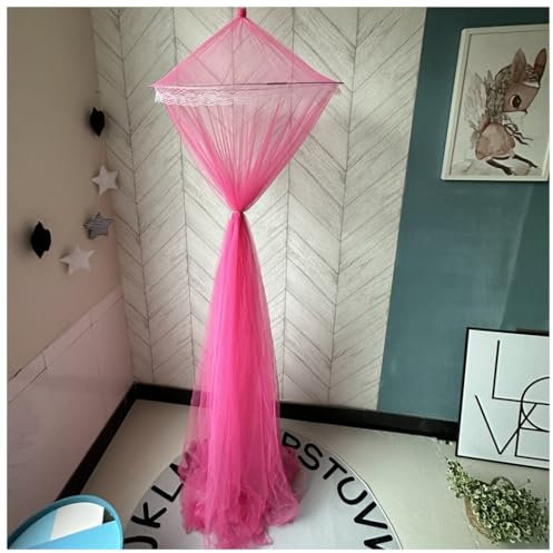 Wisafory Moustiquaire de lit en dentelle - Moustiquaire dôme - Moustiquaire pour lit, baldaquin, rideau, moustiquaire pour hamac, maison, camping, voyage, rose - Taille XXL