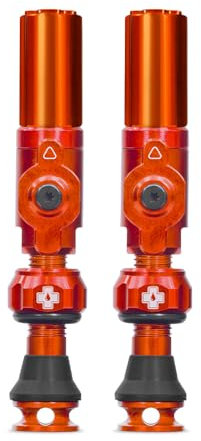 Muc-Off Big Bore Hybrid Tubeless Ventil, Orange 45 mm - Präzisionsgefertigte Staubschutzkappen mit Revolutionärer Airflow-Technologie - Fahrradventil Kappen für Tubeless MTB/Road/Gravel Bikes