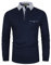 LIUPMWE Mens Polo Shirt Long Sleeve Contrasting Plaid Splice Cotton Polo Shirts,Blue,XL