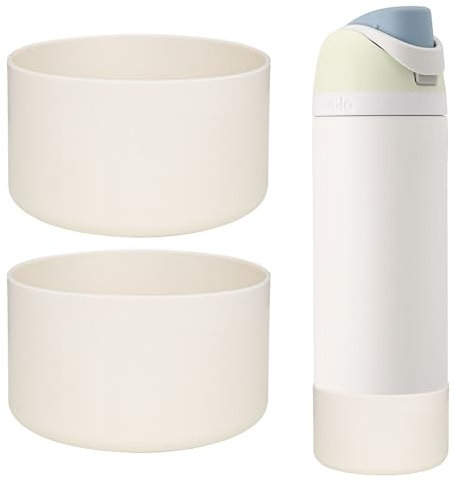 WK IEASON 2Pcs Silicone Water Bottle Boot for Owala 24oz, Protective Flask Bottom Cover Base for Owala FreeSip Twist and Flip Flask Bottles (Creamx2, 24OZ)