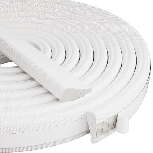 Esufeir 2pc*196 Wedge Draft Excluder Strip for Windows and Doors,Self Adhesive Door Draught Seal Window Foam Insulation Tape,Door Soundproofing Weather Sealing Window Draft Stopper Gap Blocker,White