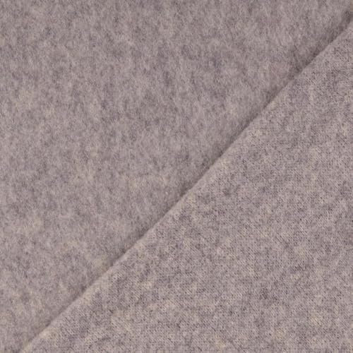Wollfleece Meterware uni & meliert - Wollstoff Mantelstoff - Wollpullover nähen, weiche Wolle Stoff - 100% Schurwolle/Wolle *Ab 50cm, Farbe: 061 h.grau mel.