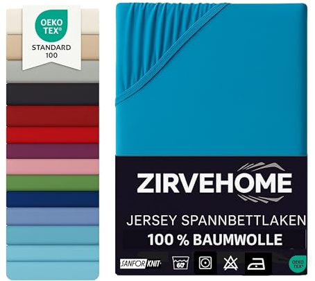 Spannbettlaken Topper 180x200-200x200 cm. Jersey Spannbetttuch 100% Baumwolle – Boxspringbett Topper Spannbettlaken für Matratzentopper bis 10 cm Matratzenhöhe Komfortables Bettlaken Petrol