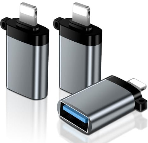 3er-Pack Lightnning auf USB Adapter, [Apple MFi-Zertifiziert] Adapter Lightnning auf USB Unterstützt Adapter, Hubs, Maus, Tastatur, Kamera, Kartenleser, für iPad/iPhone