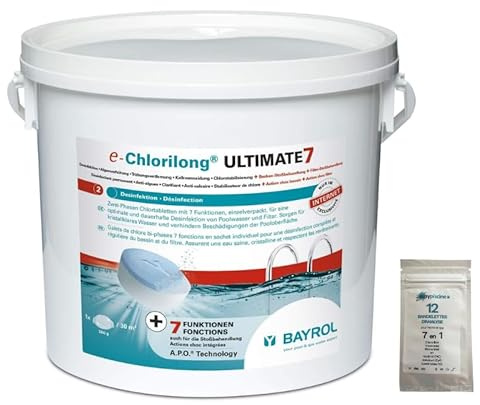 Easypiscine Chlore Multifonctions Bayrol e-Chlorilong Ultimate 7-4,8 kg + 12 Tests OFFERTS 7 en 1
