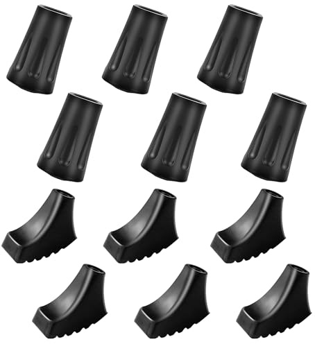 YPLonon 12 Stück Nordic Walking Stöcke Gummipuffer 10 mm rutschfeste Gehstock Gummipuffer Gehstock gummipuffer Ersatzteile für den Nordic Walking Stock