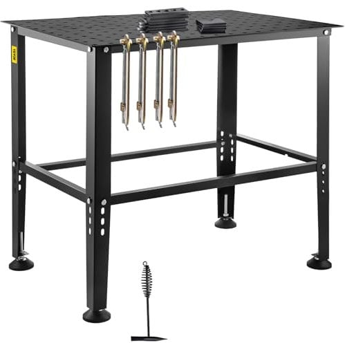 VEVOR Mesa de Soldadura, Capacidad de 362,8 kg, con Orificios de Fijación y Almohadillas Antideslizantes para los Pies para Trabajos de Reparación de Ensamblajes de Soldadura, 914,4 x 609,4 x 784,8 mm