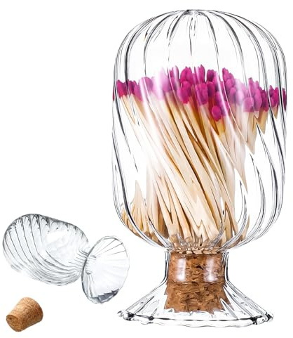 match Cloche Glass with Striker Helix Shaped Holder Decorative Matches in Glass Jar for Candle Display