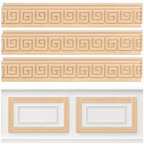 Weysat 6 Pack 15.75 Inch Unfinished Wood Trim Molding Decorative Wood Trim Molding Wooden Appliques Cute DIY Moulding for Home Wall Cabinet Shelf Window Door (Greek Key)
