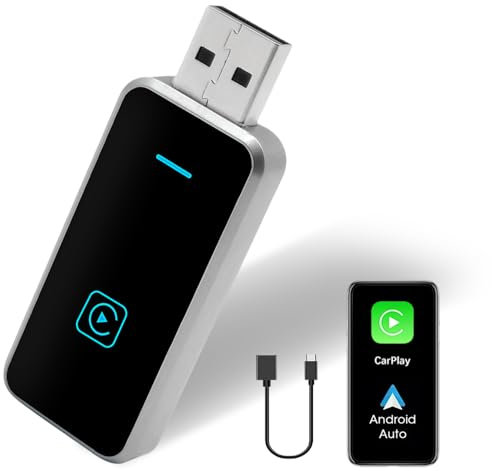 CLIUNT Wireless Android Auto & Carplay Wireless Adapter, 2025 Upgrade CarPlay Dongle Konvertiert Kabelgebunden zu Kabellos für iPhone, mit USB/Type-C,Plug und Play