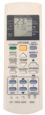 IOOIQQ Mando a distancia de repuesto compatible con Panasonic CS-NE12GKE.CS-E12GFEW.CS-E18GFEW.CS-E18GFEW-2.CS-S12GKT.CS-S12GKZ.CS-S15GKH