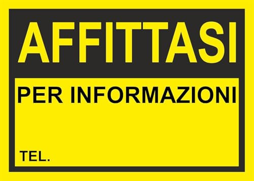 CARTELLO SEGNALETICO - AFFITTASI GIALLO - Adesivo Extra Resistente, Pannello in Forex, Pannello In Alluminio (Alluminio, 20x31 cm)