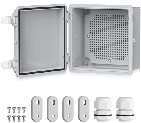 EYPINS Wasserdicht Verteilerkasten IP67, Anschlussdose Wasserdicht ABS Kunststoff Gehäuse außen Steckdosenkasten, Schaltkasten, Stromkasten mit Montagezubehör 15x15x9cm | Grauer Schaltschrank