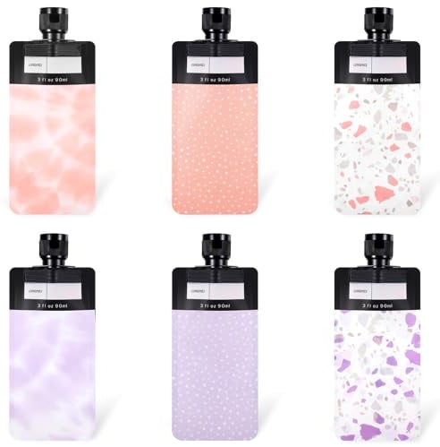 Travel Bottles for Filling Set of 6 90 ml Leak-Proof Travel Bottle, Refillable Empty Squeeze Bags, Travel Gadgets Easy Refillable for Liquid Make-Up, Shower Gel