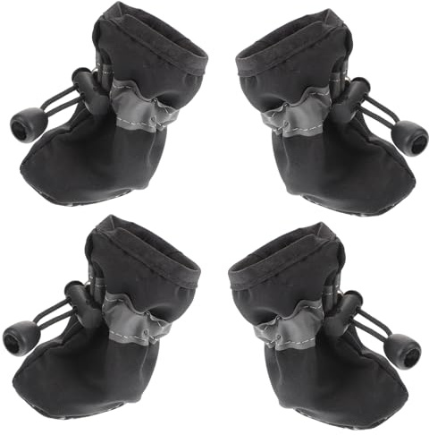 CLISPEED 4 Stück Hundeschuhe für Winter rutschfeste Atmungsaktive und wasserdichte Hundeschuhe Groß für Drinnen und Draußen mit Reflektierenden Materialien für Bessere Sichtbarkeit