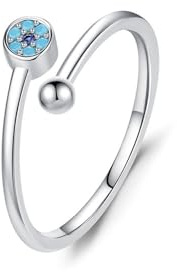 Trauringe Offen, Damen Freundschaftsringe Sterling Silber 925 Gold/Silber Verlobungsring mit Türkis Verstellbar für Frauen