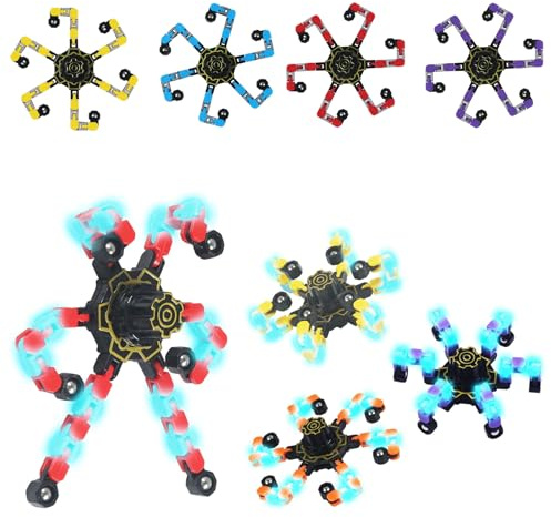 8 Pezzi Hand Spinner Fidget Toy DIY Deformabile Fidget Spinner Luminosi Giocattoli Sensoriali Divertenti Robot Giocattolo a Catena Trasformattabile per Celebrare Vacanze, Feste, Regali Di Natale