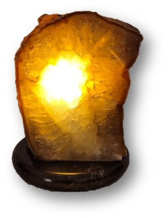 Edelstein Lampe mit Onyx Marmor Sockel, 2 Watt, Polierte Naturstein Tischleuchte für Wohnzimmer und Büro (Modern-214)
