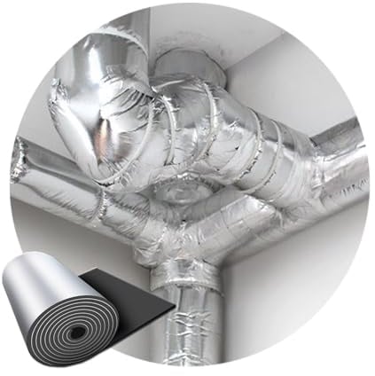 Schalldämmwolle, selbstklebende Dämmmatte, Aluminiumfolie zur Schalldämpfung und Hitzeabschirmung for Auto, Rohre, Dach, Wände, Mehrzweck-Wärmedämmung(1*3m/3.2*9.8ft,25MM(THK))