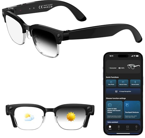 AI Smart Glasses with 8MP Camera, 1080P HD Video and 4K Photo, Audio Recording Sunglasses with Real Time AI Translation, Open Ear Audio, Voice Assistant, Glasses