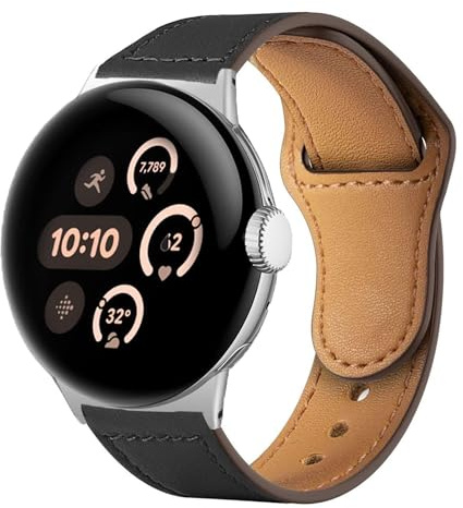 Wigento Smartwatch Leder Armband für Google Pixel Watch 4/3 45mm Faltschließe Ersatz