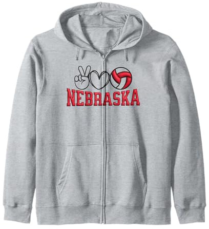 Peace Love Volleyball Bold Nebraska Kapuzenjacke