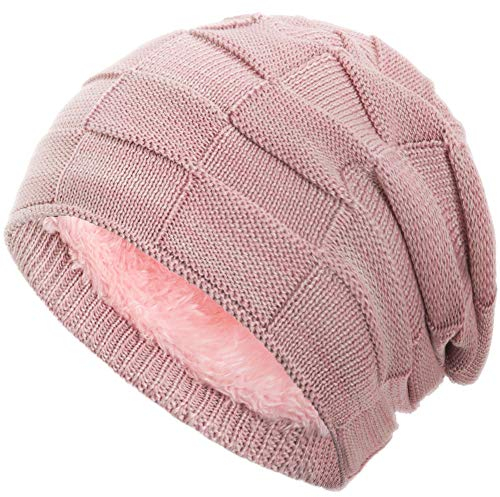 Compagno warm gefütterte Beanie Wintermütze Flechtmuster unifarben oder meliert Einheitsgröße Mütze