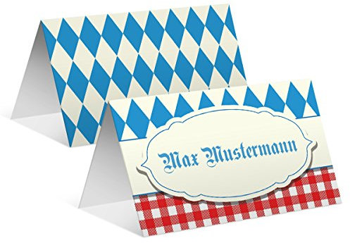 Bayrische Tischkarten Geburtstag Hochzeit (20 Stück) - Oktoberfest - Platzkarten Namenskarten