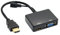 JSER HD-213 Répartiteur HDMI vers VGA et HDMI femelle avec adaptateur convertisseur de câble audio vidéo pour écran HDTV PC