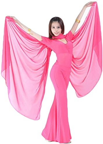 ZhiYuanan Damen Chiffon Handtuch Bauchtanz Schal Schleier Bauchtanz Schleier Tanzschleier Rose